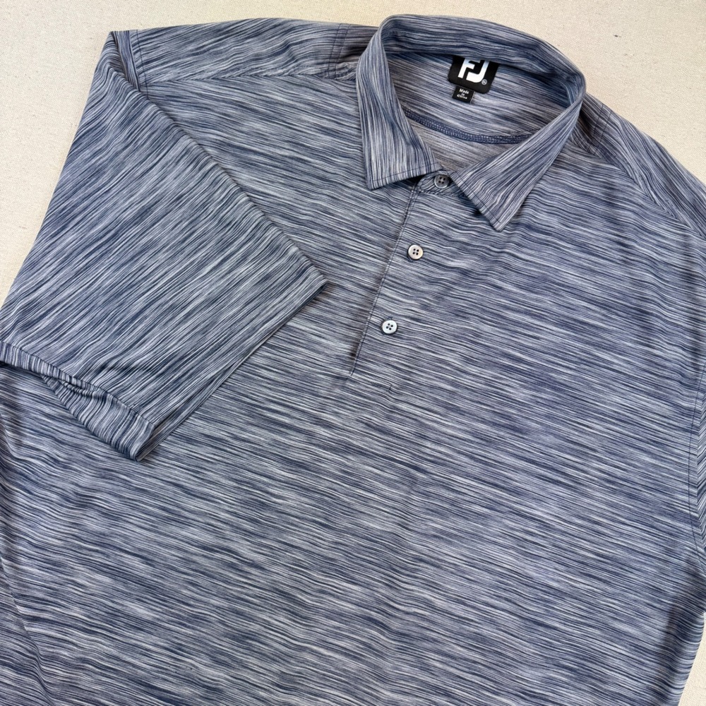 FootJoy Mens XXL Blue Space Dye Golf Polo Shirt Red Tail Golf Club Logo